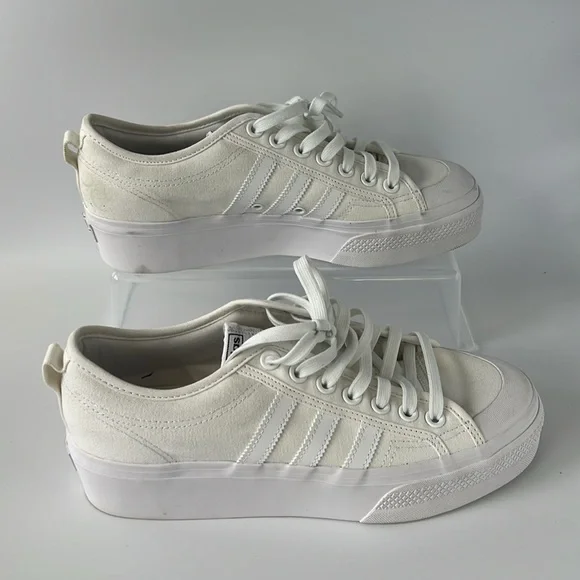 Adidas Nizza Platform Women’s Off White Canvas Sneakers Classic Design - 11 - Picture 2 of 10